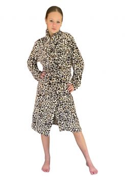 Fleece kinderbadjas luipaardprint 