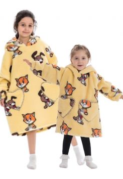 Fleece deken kind met mouwen – Cats & Dogs