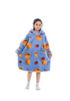 Fleece deken kind met mouwen – burgers & frites