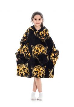 Fleece deken kind met mouwen – tijgerkop