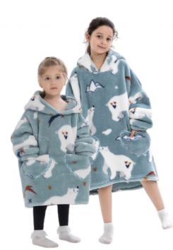 Fleece deken kind met mouwen – ijsberen