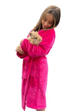 Kinderbadjas fuchsia roze - fleece