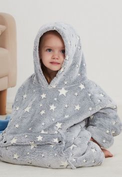 Glow fleece deken kind met mouwen - mt.104 t/m 134