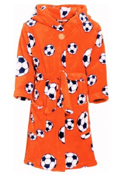Kinderbadjas met voetballen - oranje