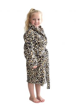 Fleece kinderbadjas luipaardprint 