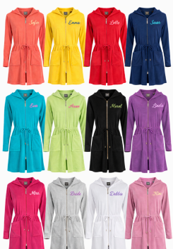 Personaliseren van rits badjassen met naam borduring