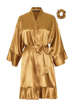 Gouden ruffle kimono satijn voor haar