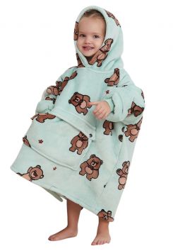 Beren fleece deken kind met mouwen - mt.104 t/m 134