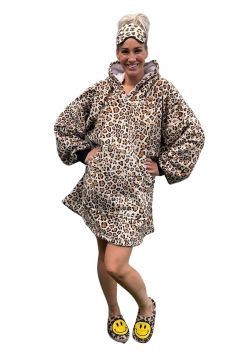 Fleece deken met mouwen - leopard