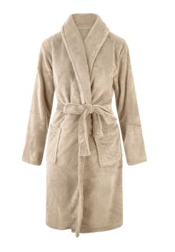 Zandkleur badjas fleece voor hem & haar