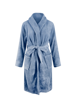 Jeansblauwe kinderbadjas fleece