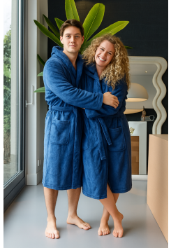Badjas blauw met capuchon