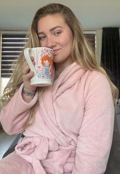 Poeder roze badjas fleece voor haar