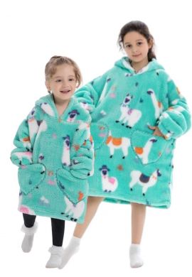 Fleece deken kind met mouwen – alpaca's