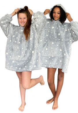 Fleece deken kind met mouwen - Glow in the Dark