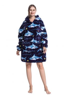 Snuggie fleece met hoodie – haaien