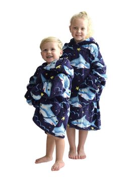 Fleece deken kind met mouwen – haaien