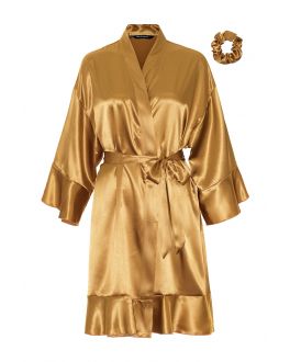 Gouden ruffle kimono satijn voor haar