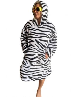 Fleece deken met mouwen - zebra
